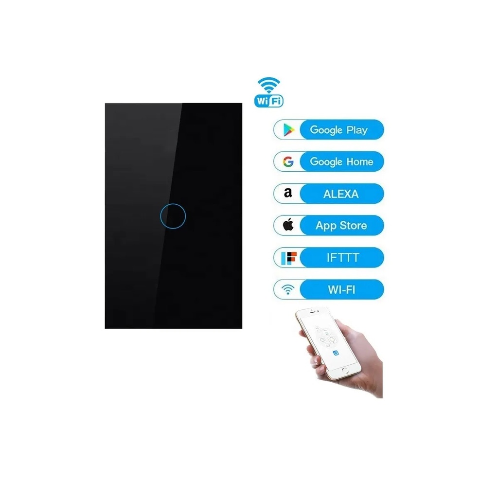 INTERRUPTOR WIFI Teclam TACTIL negro 1 servicio